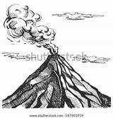 Volcano Vector Eruption Clouds Smoke Sketch Against Sky Shutterstock sketch template