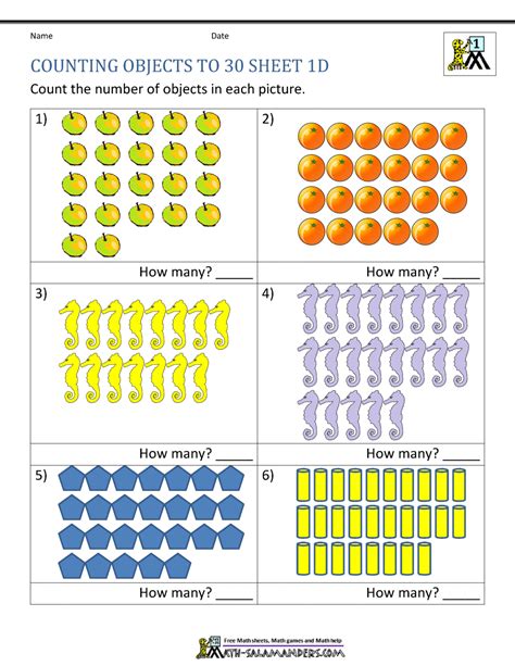 worksheet  counting objects  sheet  including oranges