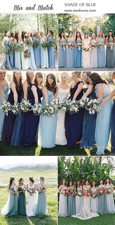 sky blue light blue mix match bridesmaid dresses navy dusty blue light blue bridesmaid