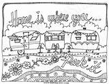 Coloring Pages Colouring Camper Printable Caravan Adult Camping Travel Rv Sheets Instant Park Embroidery Whimsical Trailers Color Where Patterns Hand sketch template