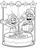 Mario Coloring Pages Birthday Bros Super sketch template