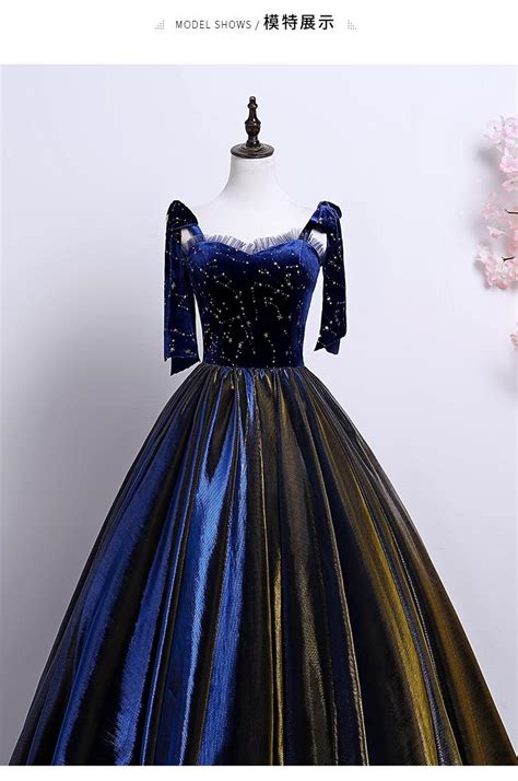 100 Real Royal Blue Velvet And Chameleon Ball Gown