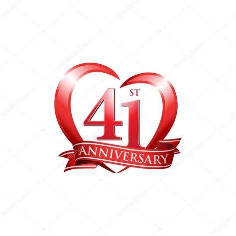 st anniversary logo red heart stock vector  ariefpro