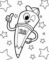 School Cartoon Pencil Coloring Printable Pages 2b Kids Back Going sketch template