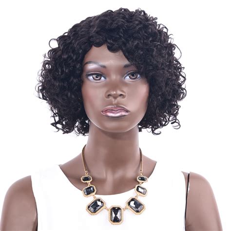 chocolate remy human hair non lace wigs bouncy curly short bob hair for