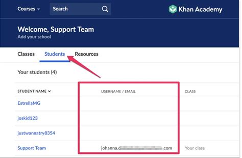 find  username     students usernames khan academy  center