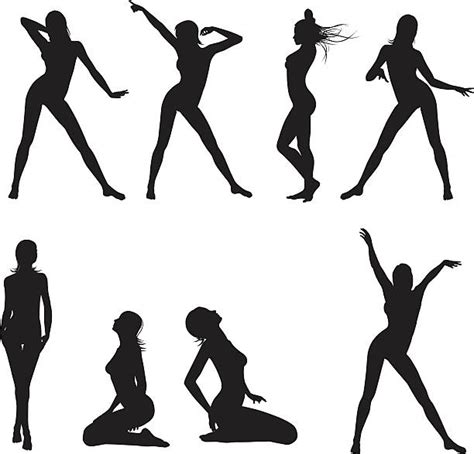 Silhouette Of Women Posing In The Nude Illustrations Royalty Free