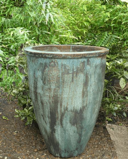 extra large tall opal green glazed crucible pot planter woodside