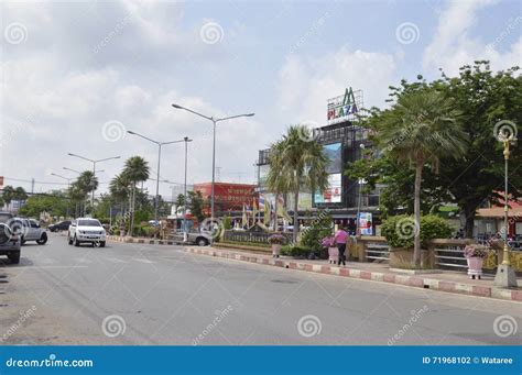 maha sarakham city street view editorial photography image  asia hall
