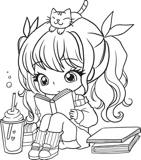 drawing cartoon cute coloring page  art outline anime manga kawaii