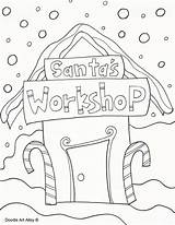 Workshop Santa Santas Coloring Pages Sleigh Printable Drawing Getcolorings Color Print sketch template