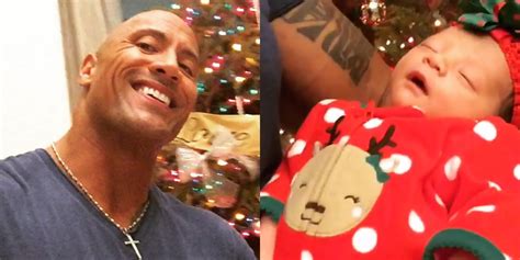 dwayne ‘the rock johnson sings to newborn daughter by the christmas tree video celebrity