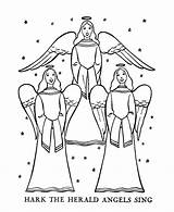 Coloring Christmas Bible Pages Religious Story Angels Kids Children Printables Christian Clipart Sing Religion Herald Printable Three Angles Sheets Hark sketch template
