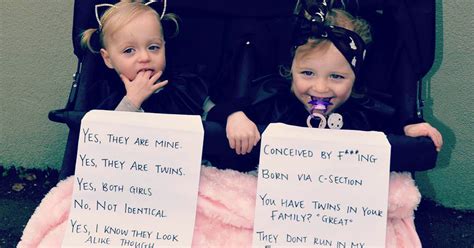 Mom Adds Faq Signs To Her Twins After Getting Fed Up With Strangers