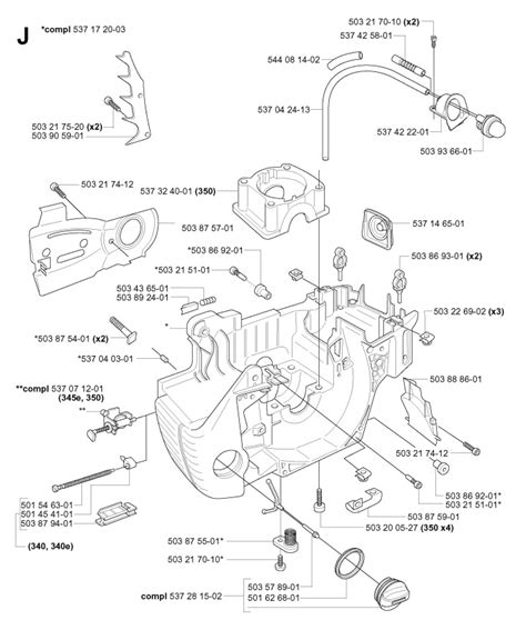 Husqvarna 345 2005 05 Chainsaw Crankcase Spare Parts Diagram