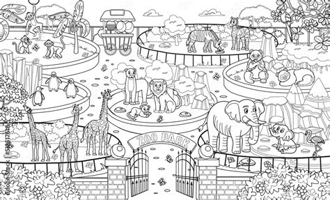 big coloring book  zoo animals zoo map  enclosures
