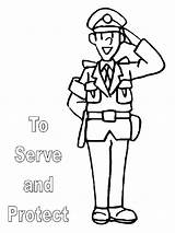 Police Officer Coloring Pages Policeman Kids Drawing Clipart Colouring Color Clip Man Serve Cliparts Woman Protect Do Uniform People Print sketch template