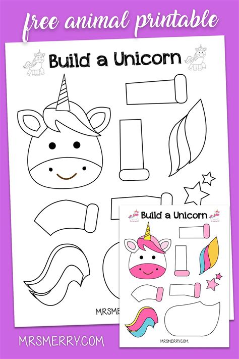 unicorn craft template printable