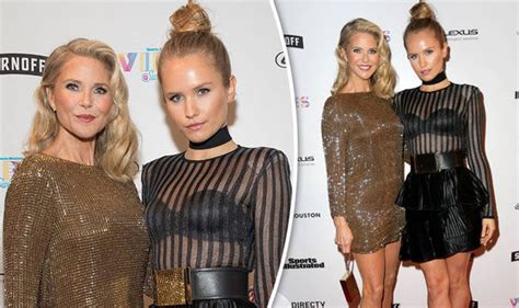 christie brinkley flaunts slender pins in gold minidress at sports illustrated party celebrity