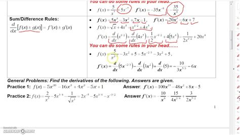 calculus  lecture    basic differentiation rules youtube