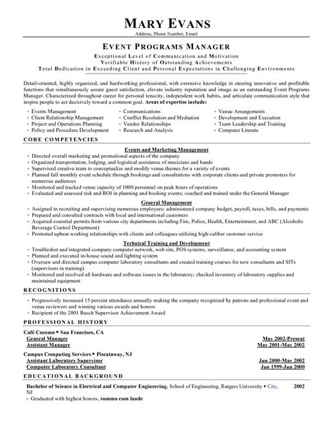 event manager resume bighitszone   examples event