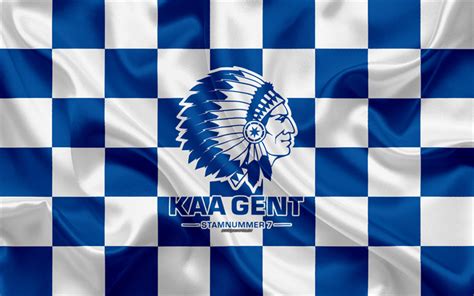 wallpapers kaa gent  logo creative art blue white checkered flag belgian