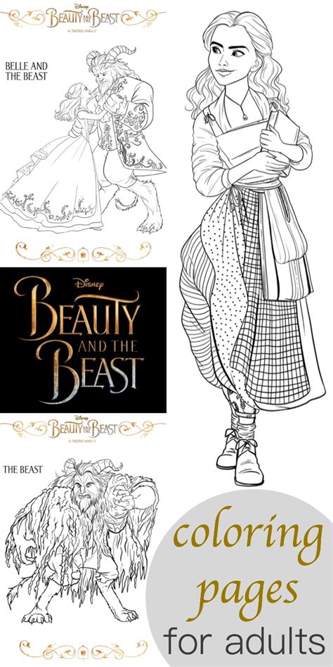 beauty   beast coloring pages  adults