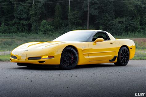 yellow chevrolet   corvette ccw  forged  piece wheels