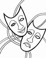 Coloring Tragedy Comedy Mask Masks Gras Pages Mardi Theatre 1000 Clipartbest Clipart Template sketch template