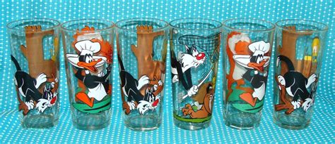 6 Vtg 1976 Disney Looney Tunes Pepsi Collector Series Glasses Warner