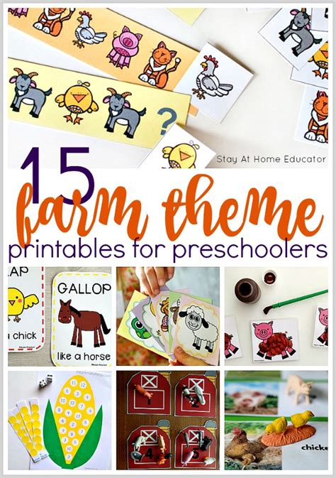 farm theme printables  preschoolers stay  home educator