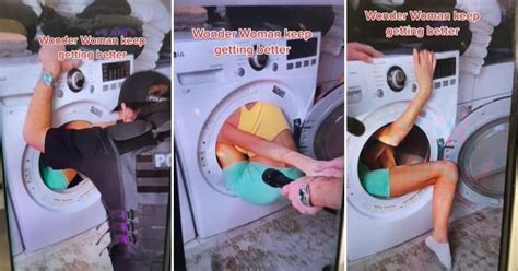 video of nimble woman stuck in washing machine goes viral police