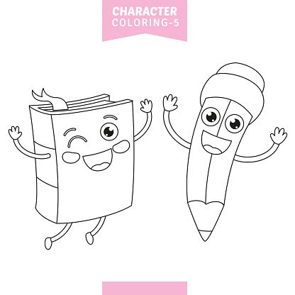 vector illustration  character coloring page stock illustration