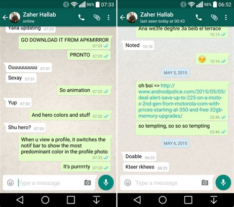 whatsapp beta released features improved material design ui  calling interface