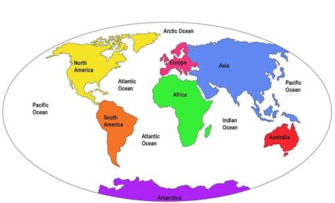 world map continents  oceans labeled afp cv