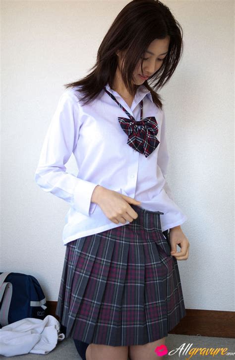azusa togashi asian undresses uniform to show behind in panty