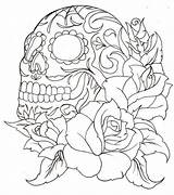 Skull Coloring Pages Roses Sugar Paint Numbers Adults Rose Drawing Printable Skulls Templates Number Printables Adult Tattoo Color Colouring Sheets sketch template