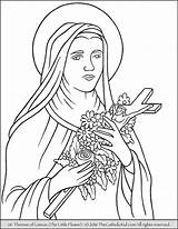 Coloring Therese St Saints Pages Saint Catholic Lisieux Flower Little Kids Printable Color Colouring Drawing Sheets Orleans Books Book Bernadette sketch template