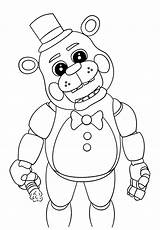 Nights Coloring Five Pages Freddy Freddys Fnaf Printable Cute Fazbear Animatronic Bear Pizza Character sketch template