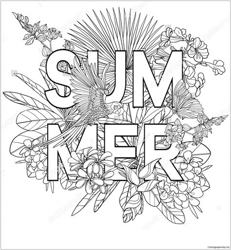 word summer coloring page  printable coloring pages
