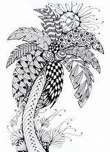Coloring Summer Pages Adult Tree Printable Adults Palm Color Coloriage Trees Online Mandala Books Drawing Zentangle Colouring Palmier Print Patterns sketch template