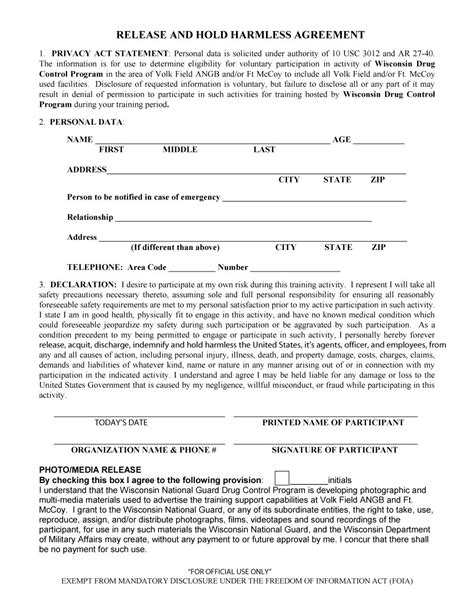 hold harmless agreement form mt home arts