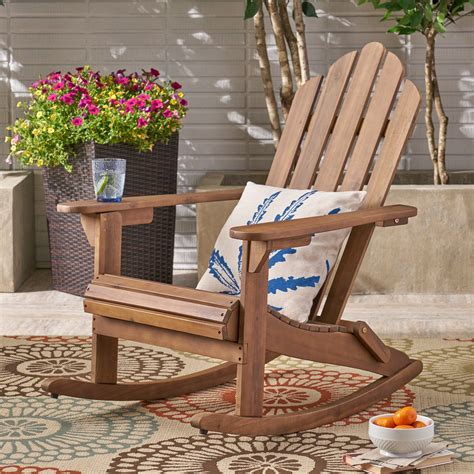 harlee outdoor adirondack acacia wood rocking chair dark brown walmartcom walmartcom