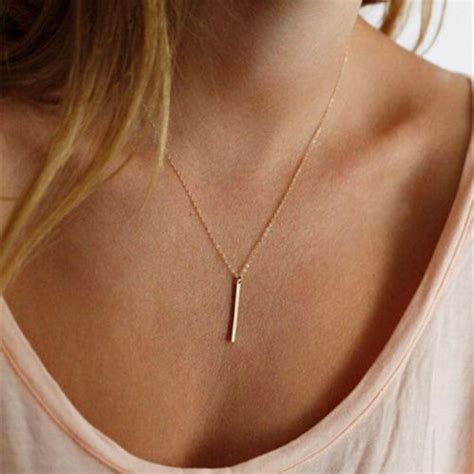 ketting staafje gold bar necklace vertical bar necklace bar necklace
