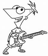 Phineas Ferb Coloring Pages Guitar Playing Draw Kids Step Drawing Para Perry Pintar Lesson Colorear Dibujos Disney Dibujar Finished Print sketch template