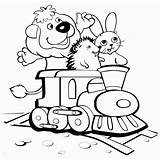 Coloring Pages Kids Printable Easter Funny Train Bunny Drawing Children Color Boxcar Railroad Friends Print Sheets Trains Online Rabbit Hedgehog sketch template