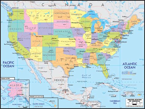 political map  united states  america ezilon maps