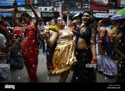 Kathmandu Nepal 16th Aug 2019 Revelers Dance During Celebrations Of