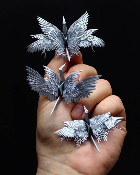 folded  decorated origami crane project  cristian marianciuc ego