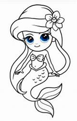 Mermaid Drawing Ariel Easy Cute Drawings Little Coloring Pages Draw Kids Cartoon Simple Sketch Tail Tracing Painting Clipart Kid Pencil sketch template